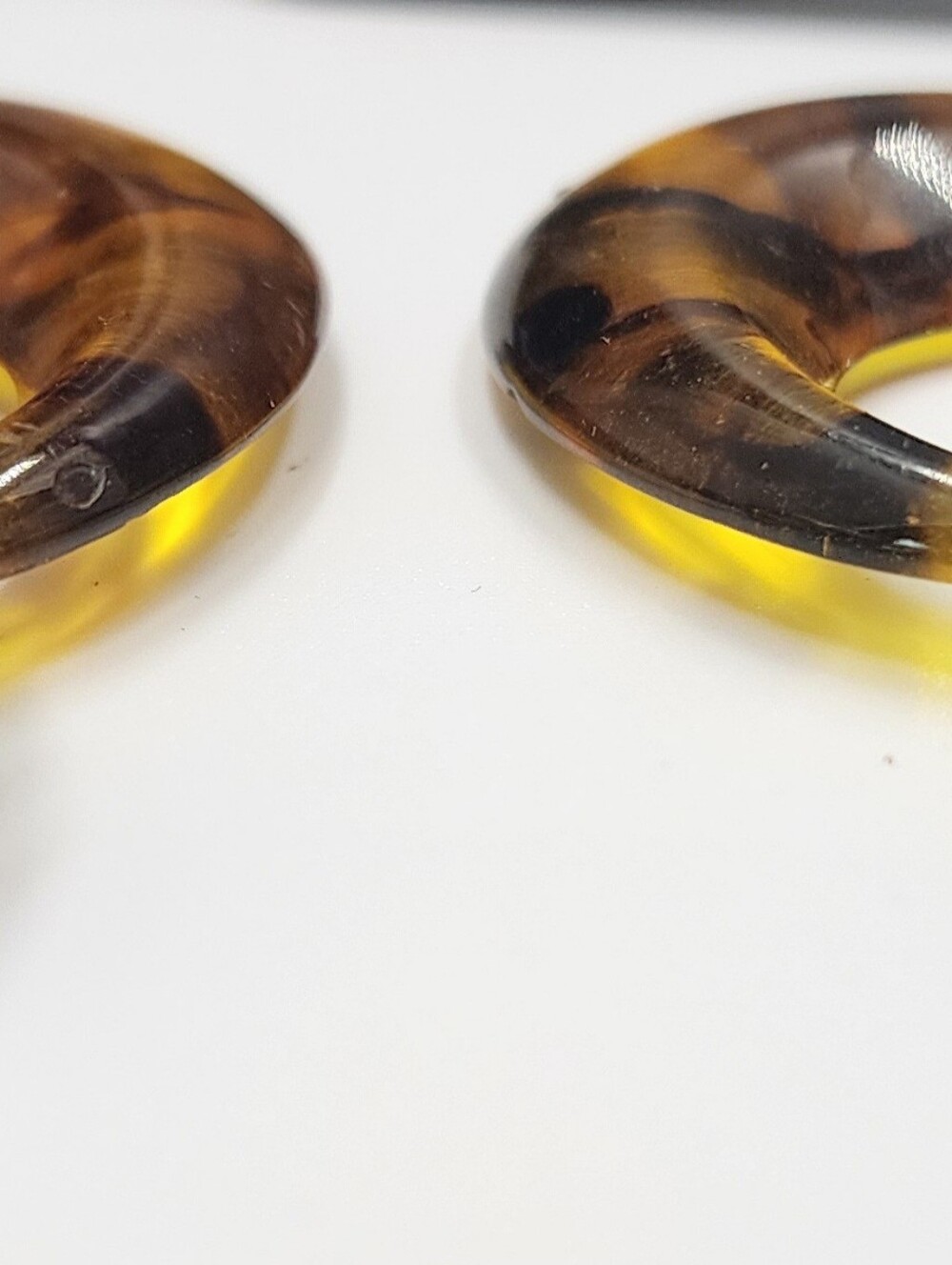 Faux Tortoise Shell Door Knocker Style Earrings Pierced - Picture 4 of 8